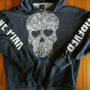 Gray Skull Graphic Hoodie
